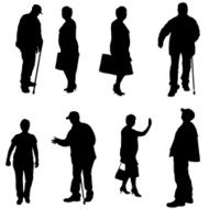 Vector silhouette of old people N43