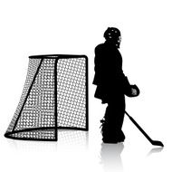Silhouettes of hockey player