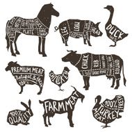 Farm Animals Silhouette Typographics