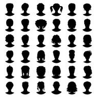 Vector set of silhouette avatars Girls and guys