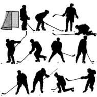 Set of silhouettes hockey player