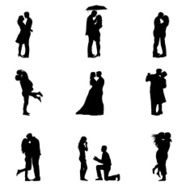 Black Vector Illustration Silhouette Couples In Love N2