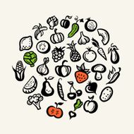 Set of flat design fruit and vegetables icons N2