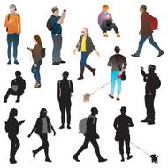 urban crowds silhouettes N2