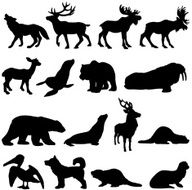 North American animals silhouette set 2