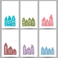 Houses on white cards