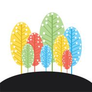 colorful retro tree forest banner design
