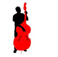 Standing Bassist Silhouette (vector &amp; 360dpi jpg)