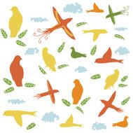 Birds Clouds and Leaves