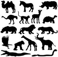 African animals silhouette collection