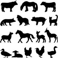 Farm animal silhouette profiles