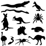 Australian animals silhouette collection
