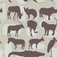 African animals seamless pattern Silhouette vector