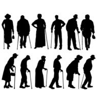 Vector silhouette of old people N45