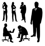 Silhouettes of businessman and businesswomen