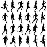 Set of silhouettes Runners on sprint men N4