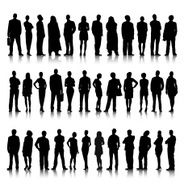 Silhouette Of Diverse Crowd Business People