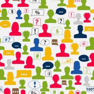 Seamless pattern of avatars and speech bubbles