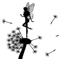 Little fairy dancing on a dandelion