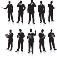 Young business men silhouettes working in suits