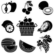 fruit icons with apple bushel