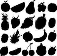 Fruits set of black silhouette