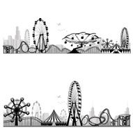 Vector illustration Roller Coaster Silhouette Carousel