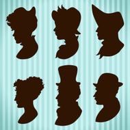 Vintage style people profiles silhouettes N2