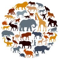 African Animal Silhouettes Collage