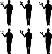 Young waiter with tray and different drinks N2