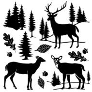 deer and forest design elements