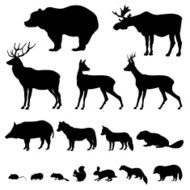 Animals silhouettes Vector icons set