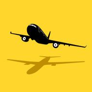 Isolated silhouette of a passenger jet