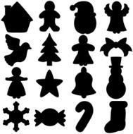 Vector Icons Silhouette of Christmas Festival - Design Elements