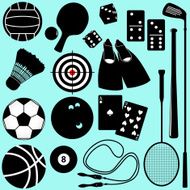 Cute vector Icons Design Elements Silhouette Sports Games