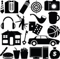 Silhouette vector Icons Games Beer Hobby Sports for Men