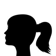 silhouette of a young girl with ponytail