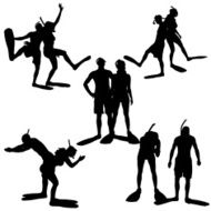Vector silhouette of a diver