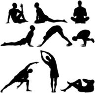 Multiple images of a man practicing yoga