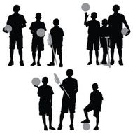 Children standing with sport equipment N2