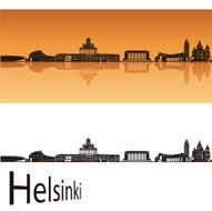 Helsinki skyline in orange background