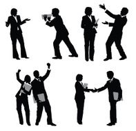 Businessman and businesswoman working together
