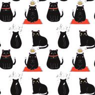 Pattern with black cats N2