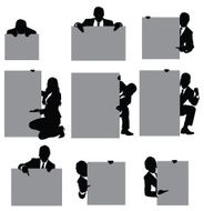 Business executives with placards N4