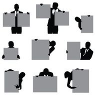 Silhouette of a business executive with placard