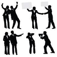 Businessman and businesswoman different situations