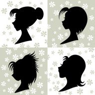 female silhouettes with different hairstyles N2