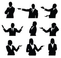 Waist up business people presenting N2