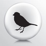 Round Icon with Black Sparrow Silhouette