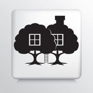 Square Icon With Treehouse - Eco Living Concept